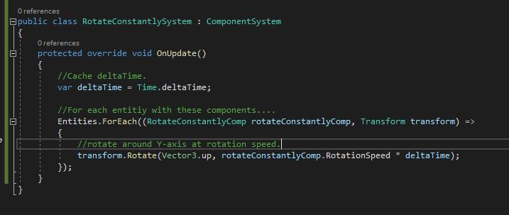 RotateConstantlySystem (DOTS Logic)