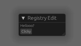 Registry window with a button