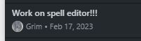 Git commit reading "Work on spell editor!"